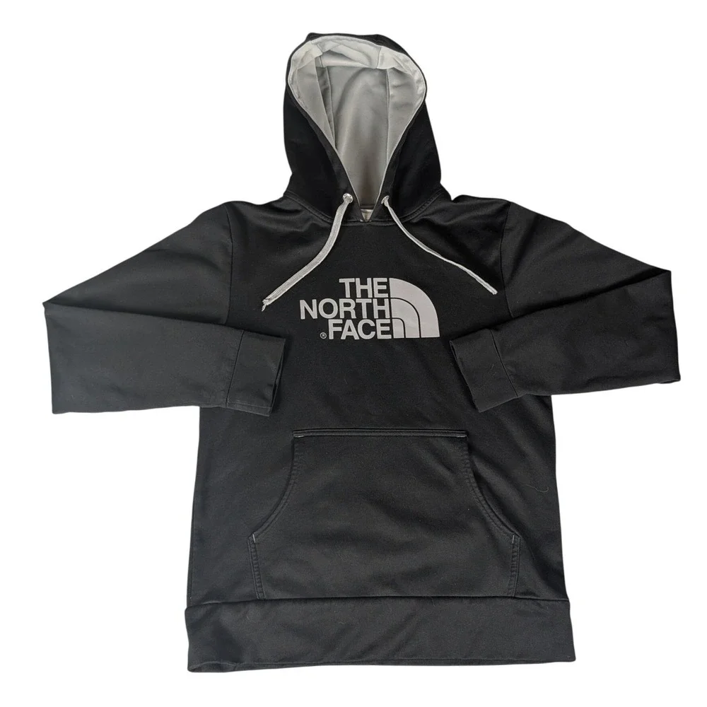 The North Face Mens Pullover Hoodie Black Grey Logo Performance Sweatshirt S‎
